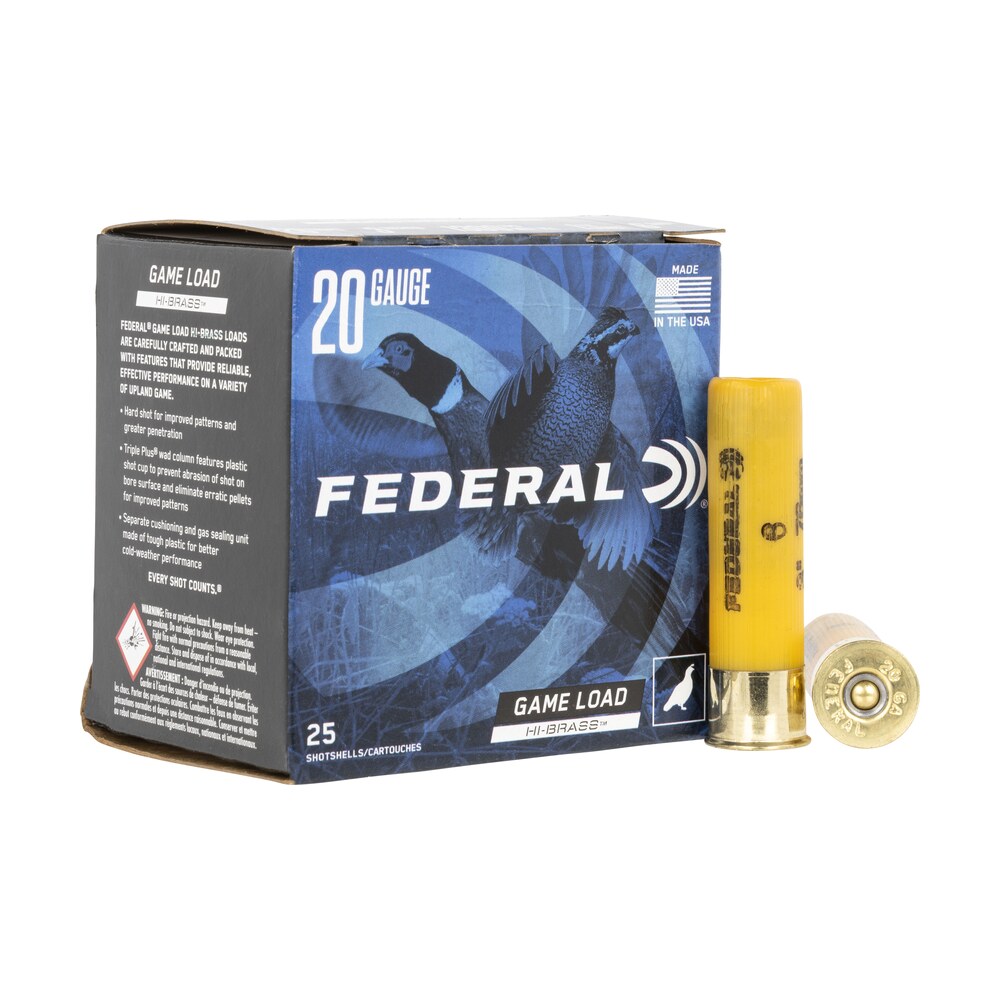 federal h2586 game shok high brass 20gauge 3" 1 1/4oz 6shot 25 per box/10 case Federal H2586 Game-Shok High Brass 20Gauge 3" 1 1/4oz 6Shot 25 Per Box/10 Case Sports South item 149815