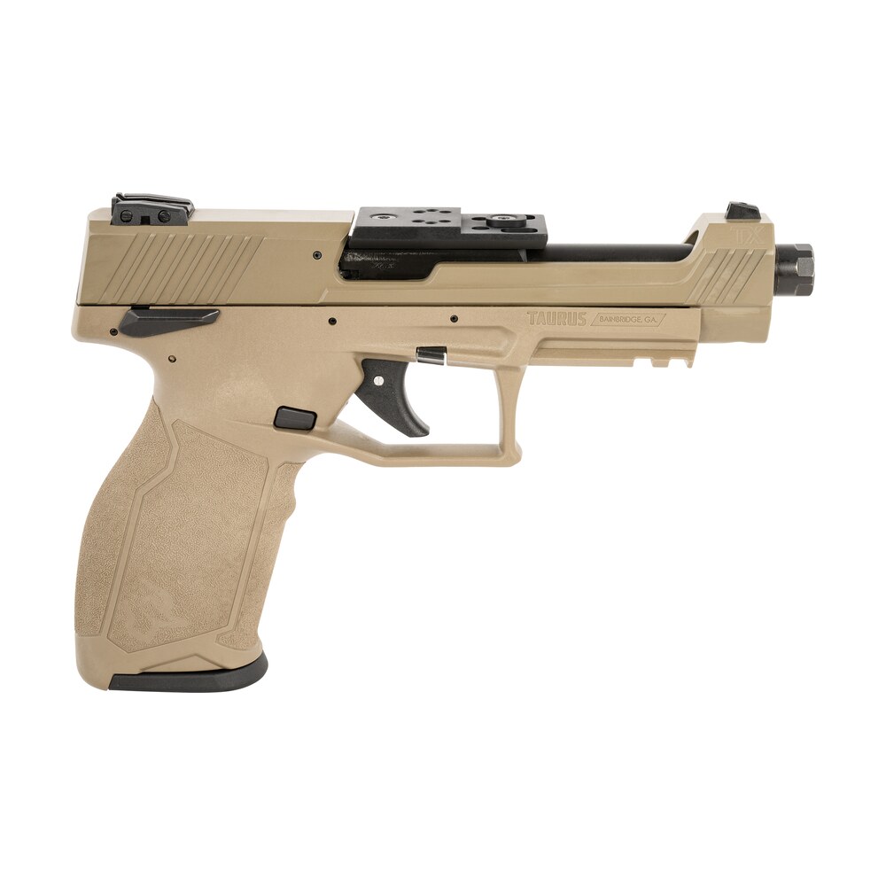taurus 1tx22c15ufck tx22 competition 22 lr 16+1 5.40" matte black bull/steel/threaded barrel, flat dark earth aluminum/optic cut/serrated slide & polymer frame w/picatinny rail w/fde polymer grips Taurus 1TX22C15UFCK TX22 Competition 22 LR 16+1 5.40" Matte Black Bull/Steel/Threaded Sports South item 149976