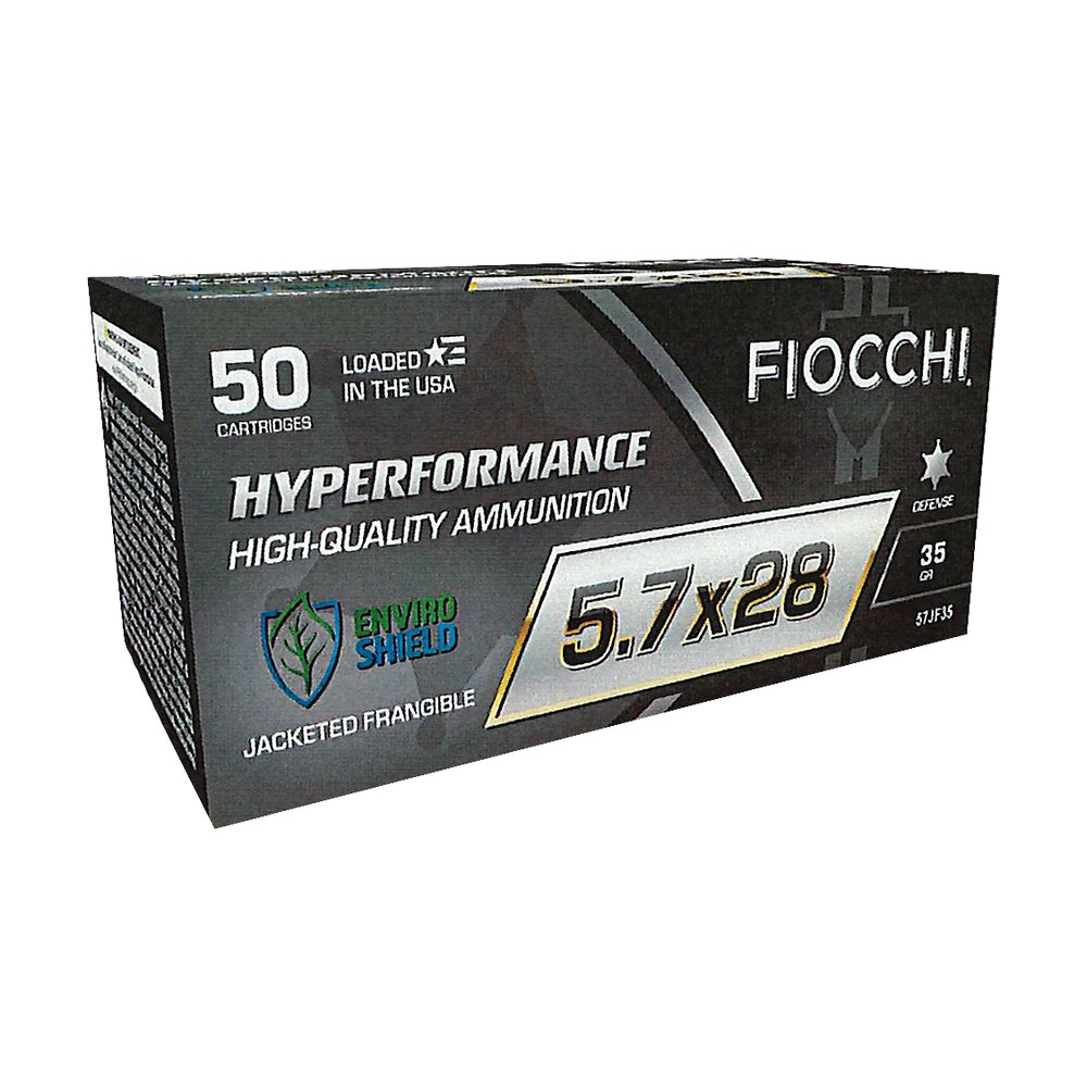 fiocchi 57jf35 hyperformance 5.7x28mm 35gr jacketed frangeable 50 per box/10 case Fiocchi 57JF35 Hyperformance 5.7x28mm 35gr Jacketed Frangeable 50 Per Box/10 Case Sports South item 150214