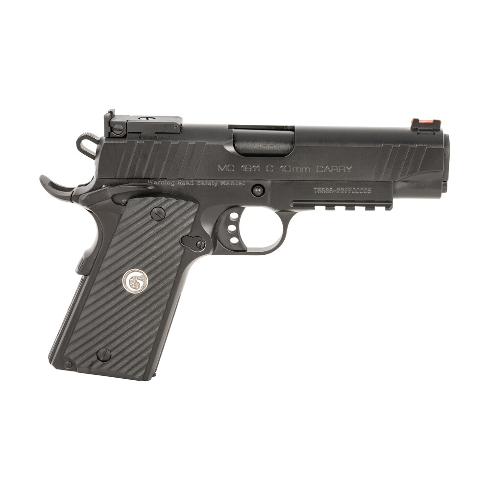 eaa girsan 390605 mc1911 c carry frame 10mm auto 9+1, 4.40" black steel barrel, blued serrated steel slide, black steel frame w/beavertail & picatinny rail, black grip, ambidextrous EAA GIRSAN 390605 MC1911 C Carry Frame 10mm Auto 9+1, 4.40" Black Steel Sports South item 150222