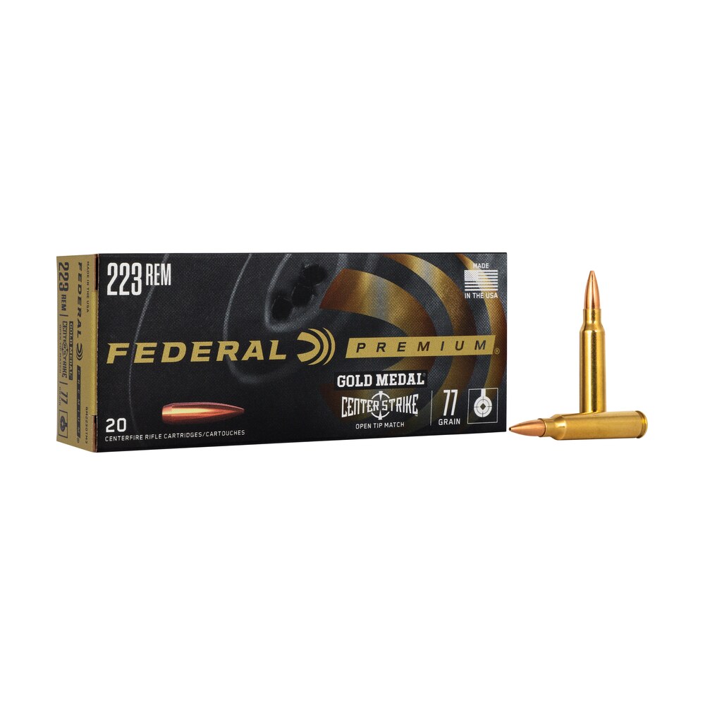 federal gm223otm3 premium gold medal 223rem 77gr open tip match 20 per box/10 case Federal GM223OTM3 Premium Gold Medal 223Rem 77gr Open Tip Match 20 Per Box/10 Case Sports South item 150592