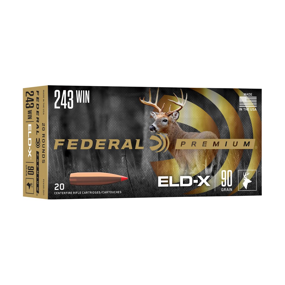 federal p243eldx1 premium eld x 243win 90gr 20 per box/10 case Federal P243ELDX1 Premium ELD-X 243Win 90gr 20 Per Box/10 Case Sports South item 150593