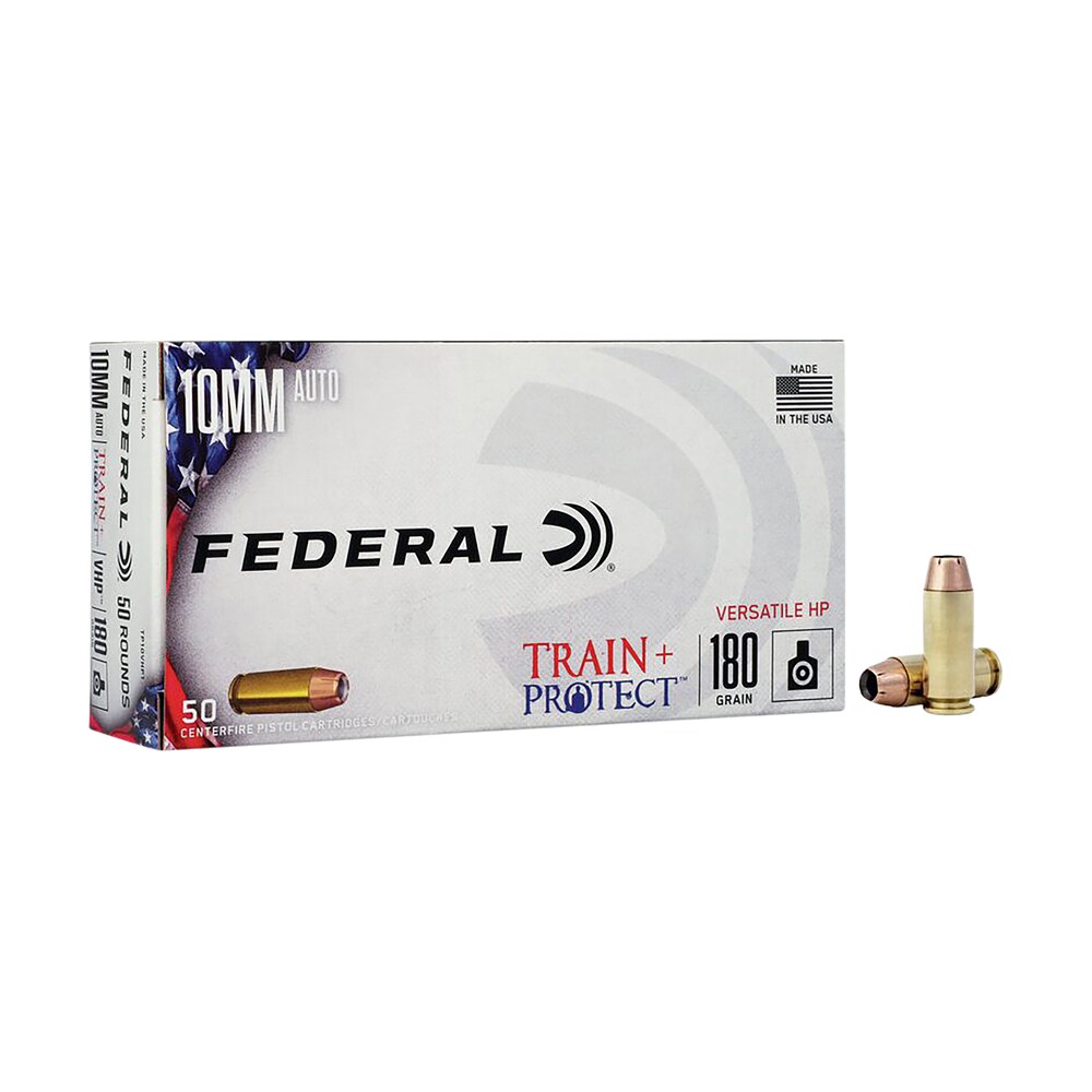 federal tp10vhp1 train + protect 10mmauto 180gr versatile hollow point 50 per box/10 case Federal TP10VHP1 Train + Protect 10mmAuto 180gr Versatile Hollow Point 50 Per Box/10 Case Sports South item 150625
