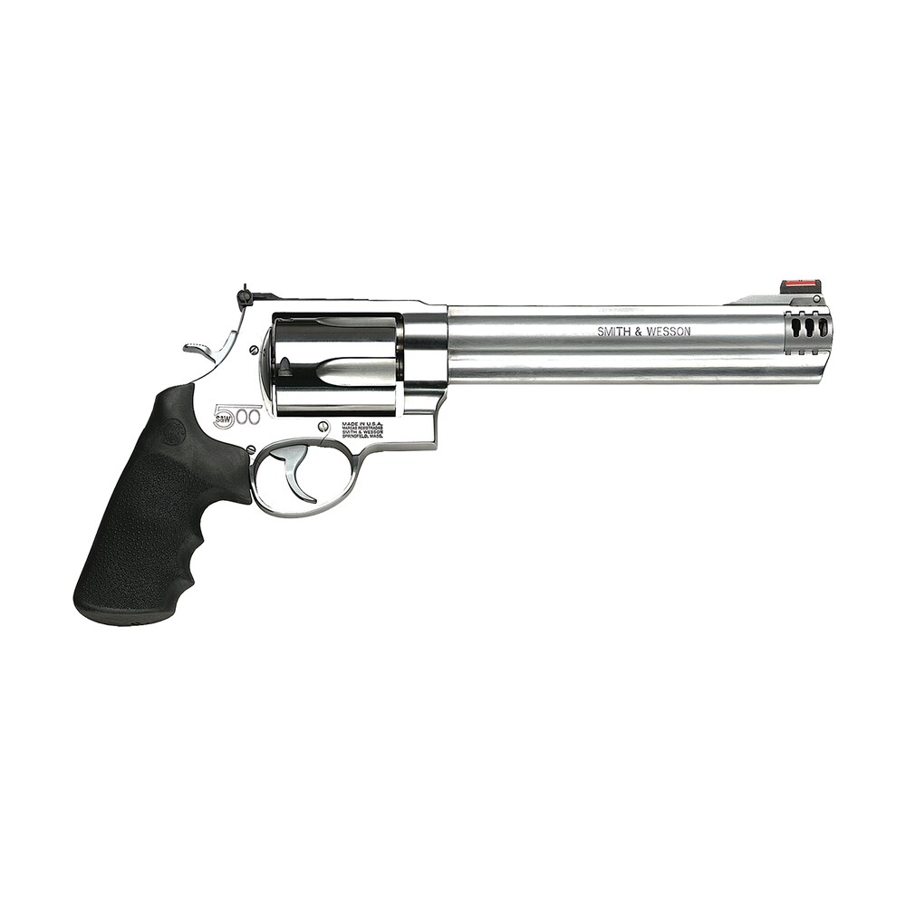 smith & wesson 163501 model 500 x large 500 s&w mag 5 shot 8.38″ satin compensated barrel, satin cylinder, satin stainless steel frame, black finger grooved grip, exposed hammer Smith & Wesson 163501 Model 500 X-Large 500 S&W Mag 5 Shot 8.38" Satin Compensated Sports South item 15071