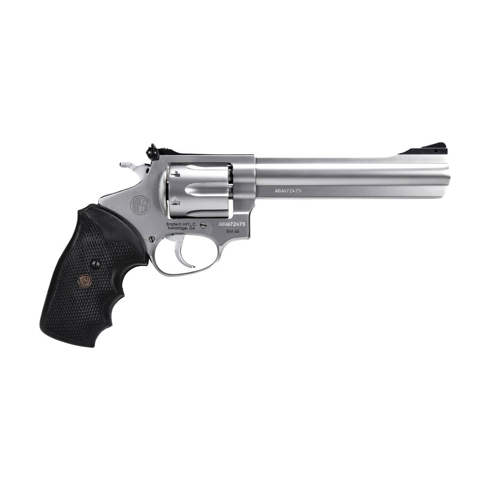 rossi 2rm669 rm66 357 mag 6 shot 6" satin stainless steel barrel, cylinder & frame black checkered rubber grip Rossi 2RM669 RM66 357 Mag 6 Shot 6" Satin Stainless Steel Sports South item 150827