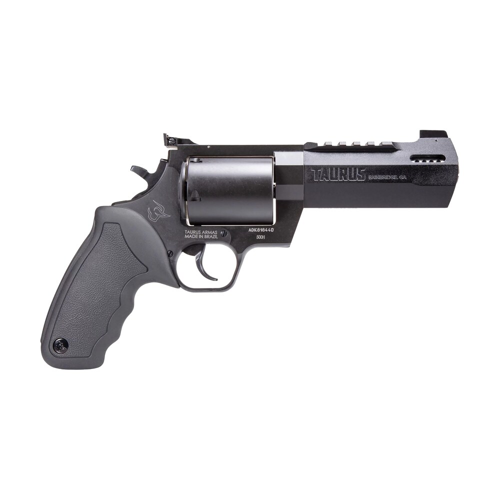 taurus 2500051rh raging hunter large frame 500 s&w mag 5rd 5.12" black ported/target crown barrel, matte black oxide cylinder, black steel frame, black rubber grip Taurus 2500051RH Raging Hunter Large Frame 500 S&W Mag 5rd 5.12" Black Ported/Target Crown Sports South item 150916