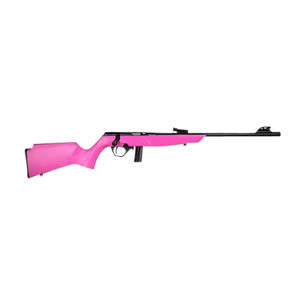 rossi rb22 compact 22 lr 10+1, 16" matte black button rifled free floating steel barrel, matte black stainless steel receiver, pink monte carlo stock, right hand Rossi RB22 Compact 22 LR 10+1, 16" Matte Black Button Rifled Free Floating Steel Sports South item 151216