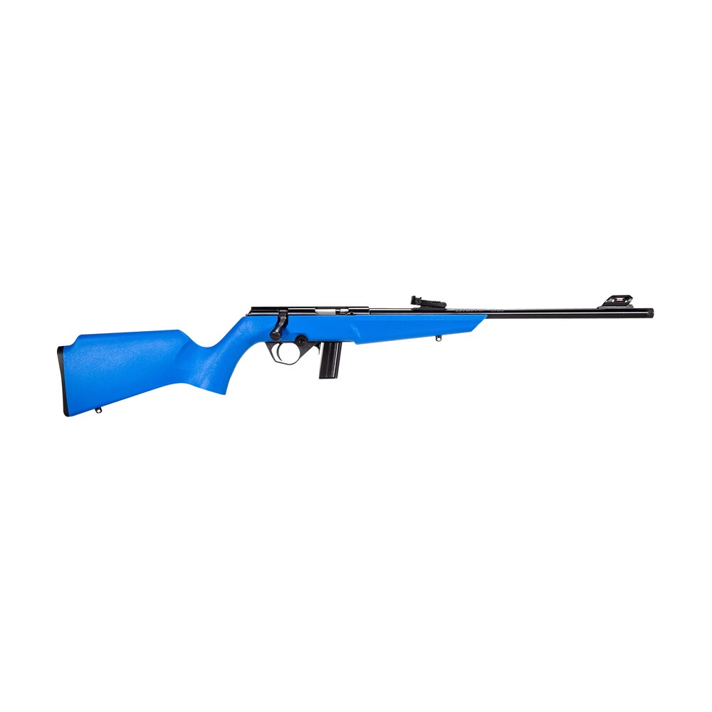 rossi rb22 compact 22 lr 10+1, 16" matte black button rifled free floating steel barrel, matte black stainless steel receiver, blue monte carlo stock, right hand Rossi RB22 Compact 22 LR 10+1, 16" Matte Black Button Rifled Free Floating Steel Sports South item 151217