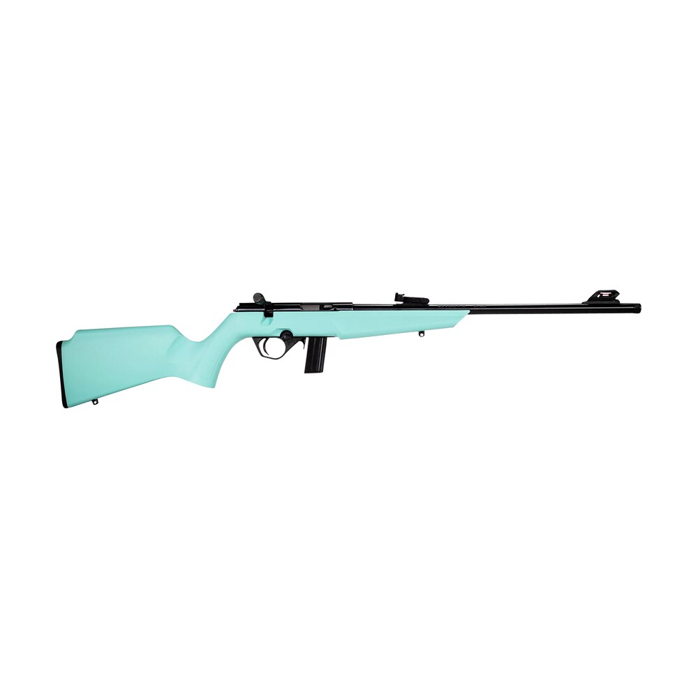 rossi rb22 compact 22 lr 10+1, 16" matte black button rifled free floating steel barrel, matte black stainless steel receiver, cyan monte carlo stock, right hand Rossi RB22 Compact 22 LR 10+1, 16" Matte Black Button Rifled Free Floating Steel Sports South item 151218