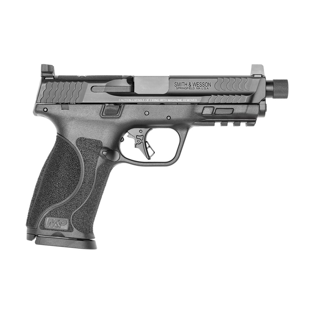 smith & wesson 13585 m&p m2.0 full size 9mm luger 17+1, 4.62" black armornite steel threaded barrel & optic ready/serrated slide, matte black polymer frame w/picatinny rail Smith & Wesson 13585 M&P M2.0 Full Size 9mm Luger 17+1, 4.62" Black Armornite Steel Sports South item 151276