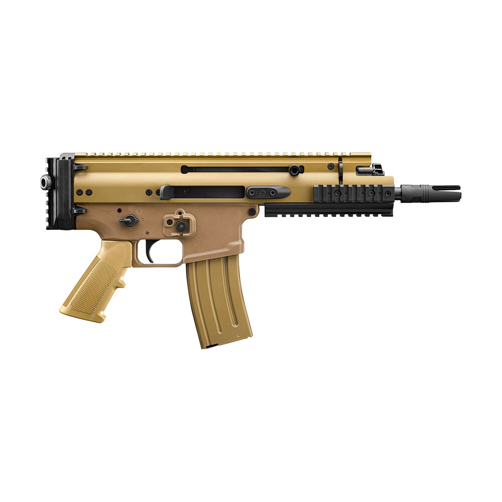 fn 38101241 scar 15p 5.56x45mm 30+1 7.50" chrome lined steel barrel, flat dark earth anodized aluminum picatinny rail receiver, fde polymer grip, ambidextrous FN 38101241 SCAR 15P 5.56x45mm 30+1 7.50" Chrome Lined Steel Sports South item 151370