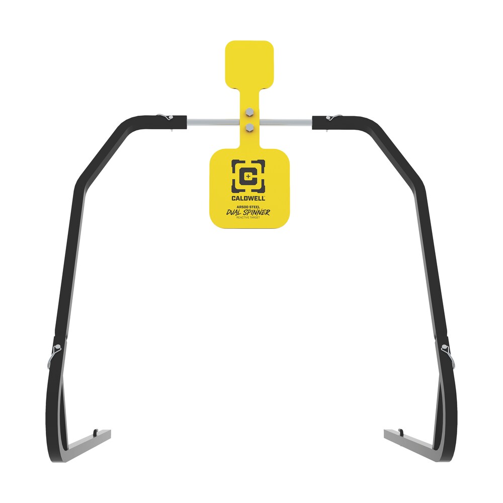 caldwell 1196226 daul spinner yellow ar500 steel 3/8" thick standing target includes 5" & 8" plates Caldwell 1196226 Daul Spinner Yellow AR500 Steel 3/8" Thick Standing Target Includes 5" & Sports South item 151538