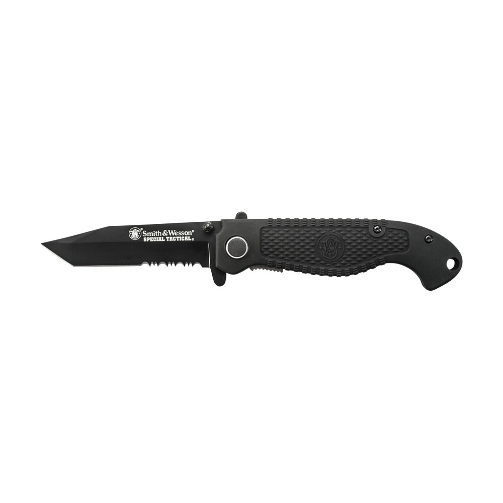 smith & wesson knives cktacbscp special tactical 3.50" folding part serrated stainless steel blade 4.60" black Smith & Wesson Knives CKTACBSCP Special Tactical 3.50" Folding Part Serrated Stainless Sports South item 151547