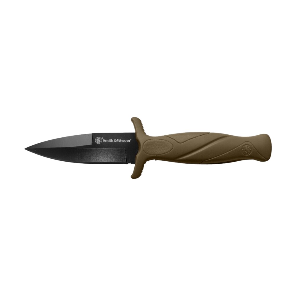 smith & wesson knives 1100073 h.r.t. flase edge 2.75" fixed plain black oxide stainless steel blade flat dark earth rubber handle includes sheath Smith & Wesson Knives 1100073 H.R.T. Flase Edge 2.75" Fixed Plain Black Oxide Stainless Sports South item 151550