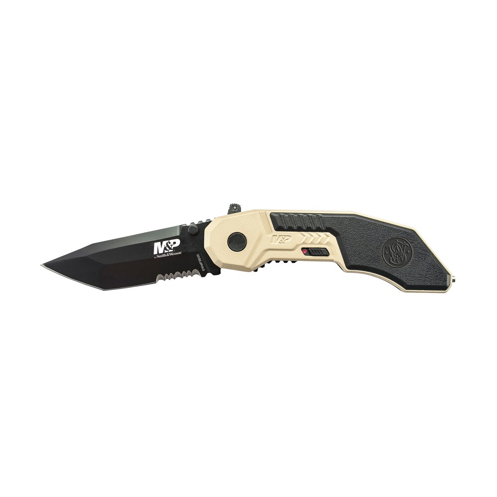 smith & wesson knives swmp3bsdcp m&p m.a.g.i.c. 2.80" folding part serrated black oxide 4034 ss blade 4.30" aluminum handle includes pocket clip Smith & Wesson Knives SWMP3BSDCP M&P M.A.G.I.C. 2.80" Folding Part Serrated Black Oxide Sports South item 151553