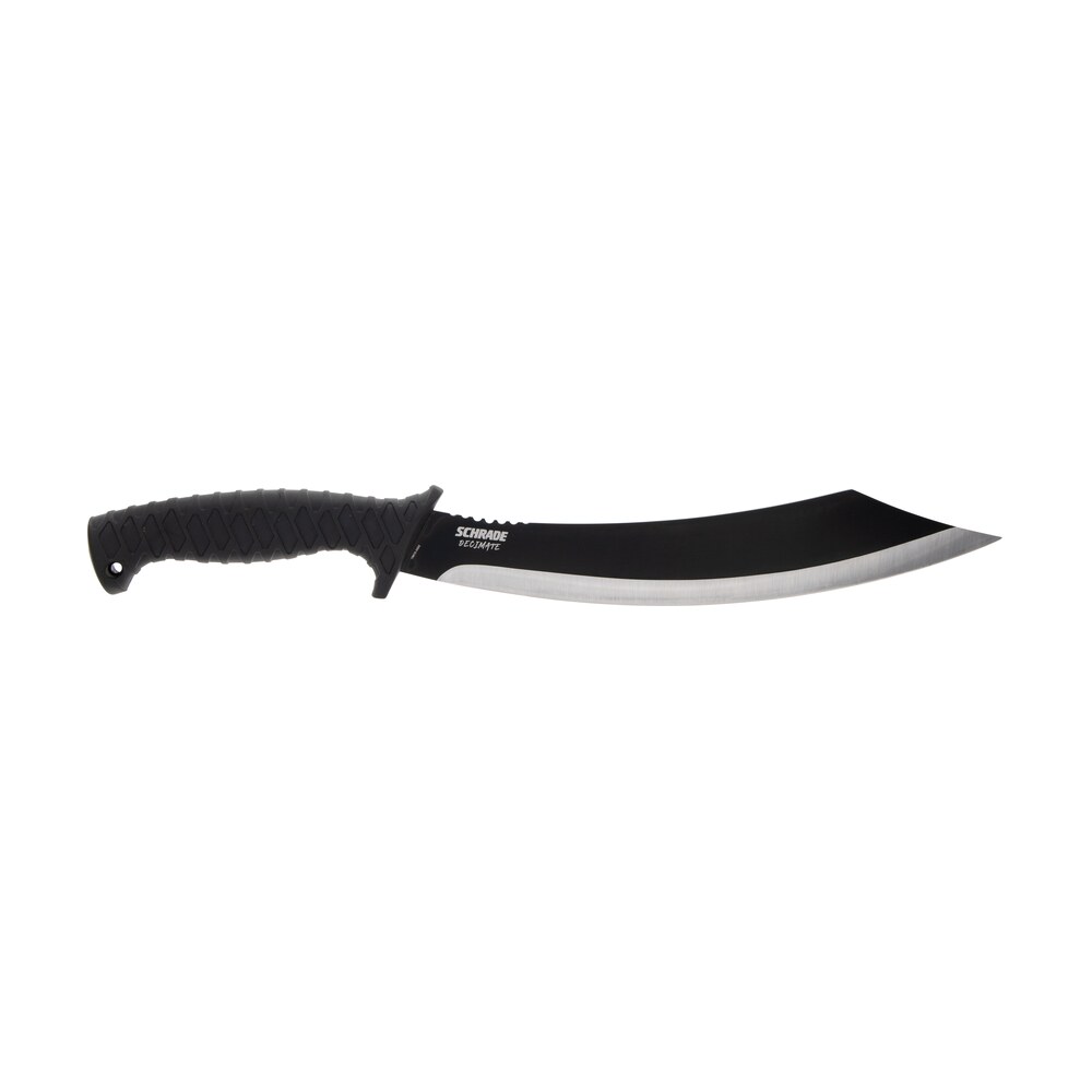 schrade 1182527 decimate parang 11.75" fixed parang plain black black oxide 3cr13 steel blade 6.75" black rubber overmold handle includes sheath Schrade 1182527 Decimate Parang 11.75" Fixed Parang Plain Black Black Oxide 3Cr13 Steel Blade Sports South item 151570