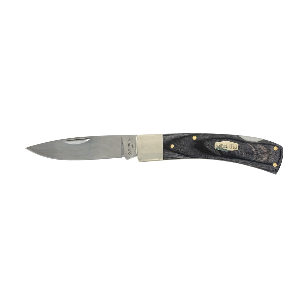 old timer 1135989 heritage series bruin 50th anniversary 2.80" drop point plain d2 steel blade 3.70" black wood laminate handle Old Timer 1135989 Heritage Series Bruin 50th Anniversary 2.80" Drop Point Plain D2 Steel Blade Sports South item 151577