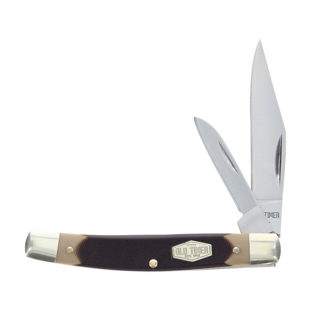 old timer 1179231 middleman jack 2.50" 1.70" folding clip/sheepsfoot plain stainless steel blade black/tan sawcut bone handle Old Timer 1179231 Middleman Jack 2.50" 1.70" Folding Clip/Sheepsfoot Plain Stainless Steel Sports South item 151581