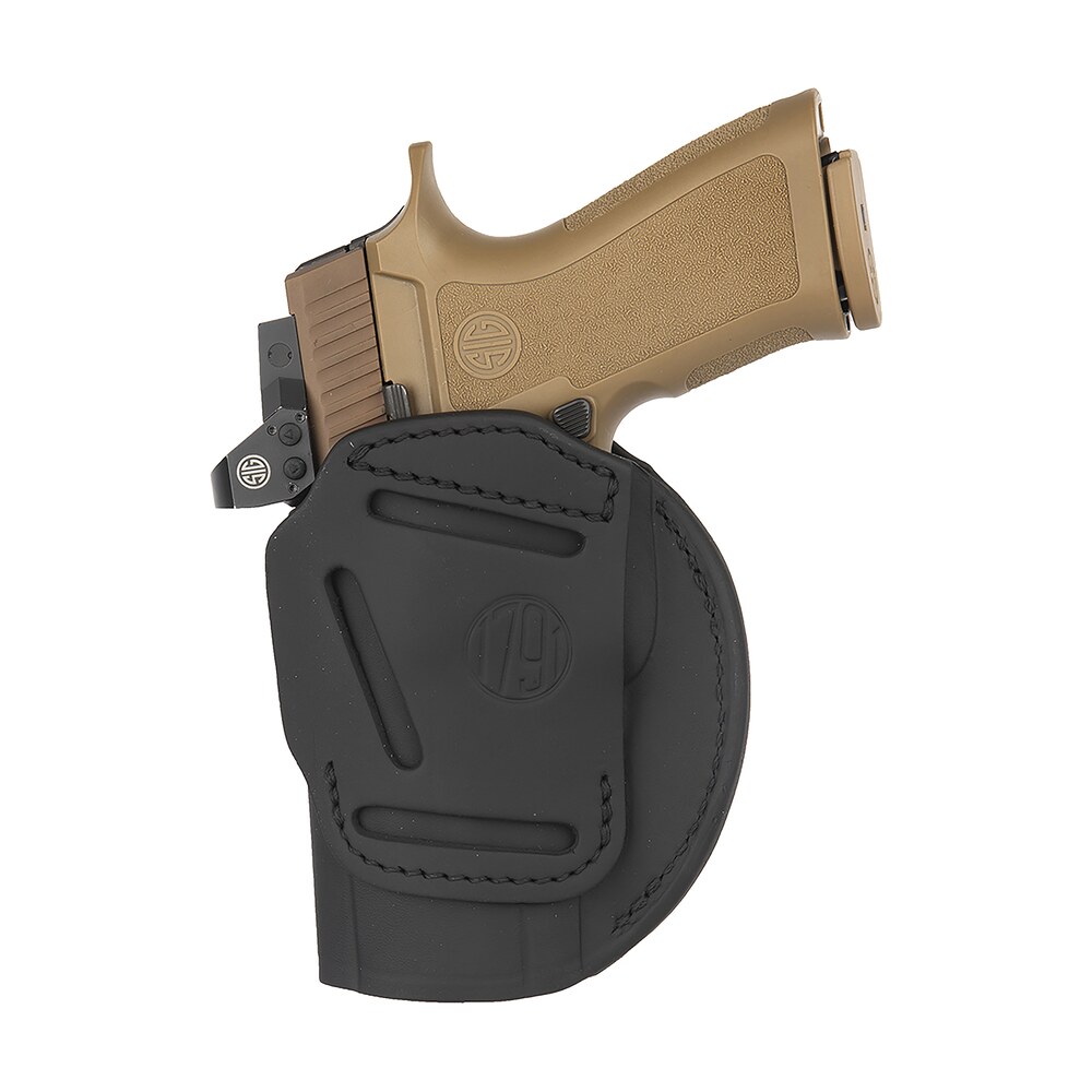 1791 gunleather 4wh6sblr 4 way iwb/owb size 06 black leather belt clip compatible w/ springfield xdm/glock 20 right hand 1791 Gunleather 4WH6SBLR 4-Way IWB/OWB Size 06 Black Leather Belt Clip Compatible Sports South item 151989