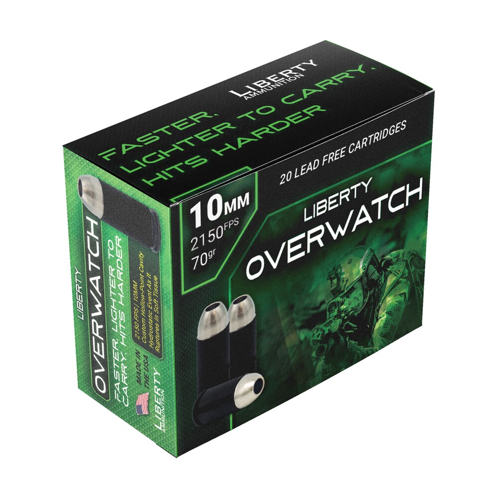 liberty ammunition laow10mm702150 overwatch 10mmauto 70gr open cavity design 20 per box/50 case Liberty Ammunition LAOW10MM702150 OverWatch 10mmAuto 70gr Open Cavity Design 20 Per Box/50 Case Sports South item 152009