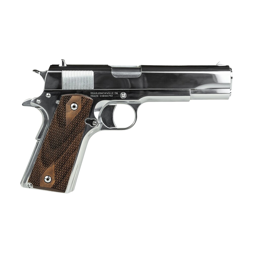 tisas 10100513 1911 regulator full size frame 9mm luger/38 super 9+1 5" stainless steel barrel, polished chrome steel serrated slide, chrome high polished steel frame w/beavertail, turkish walnut grip Tisas 10100513 1911 Regulator Full Size Frame 9mm Luger/38 Super 9+1 5" Stainless Steel Sports South item 152726