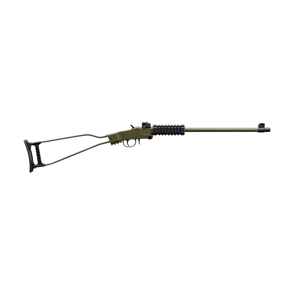 chiappa firearms 500266 little badger full size 22 lr 1 shot, 16.50" od green cerakote steel threaded barrel, od green cerakote quad picatinny receiver, od green cerakote underfolding wire frame stoc Chiappa Firearms 500266 Little Badger Full Size 22 LR 1 Shot, 16.50" OD Green Cerakote Steel Sports South item 152747