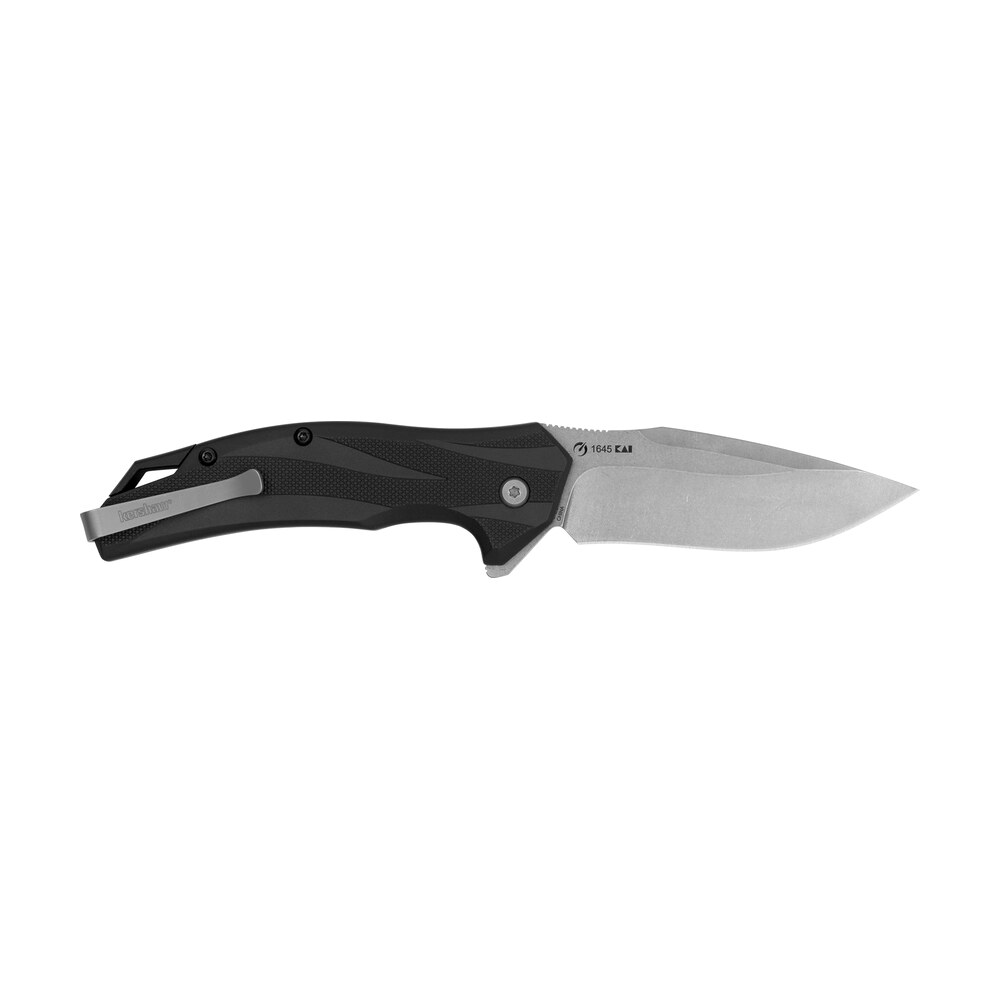kershaw 1645 lateral full size folding drop point w/recurve plain stonewashed 8cr13mov ss blade, gray textured glass filled nylon handle includes pocket clip Kershaw 1645 Lateral Full Size Folding Drop Point Sports South item 152764