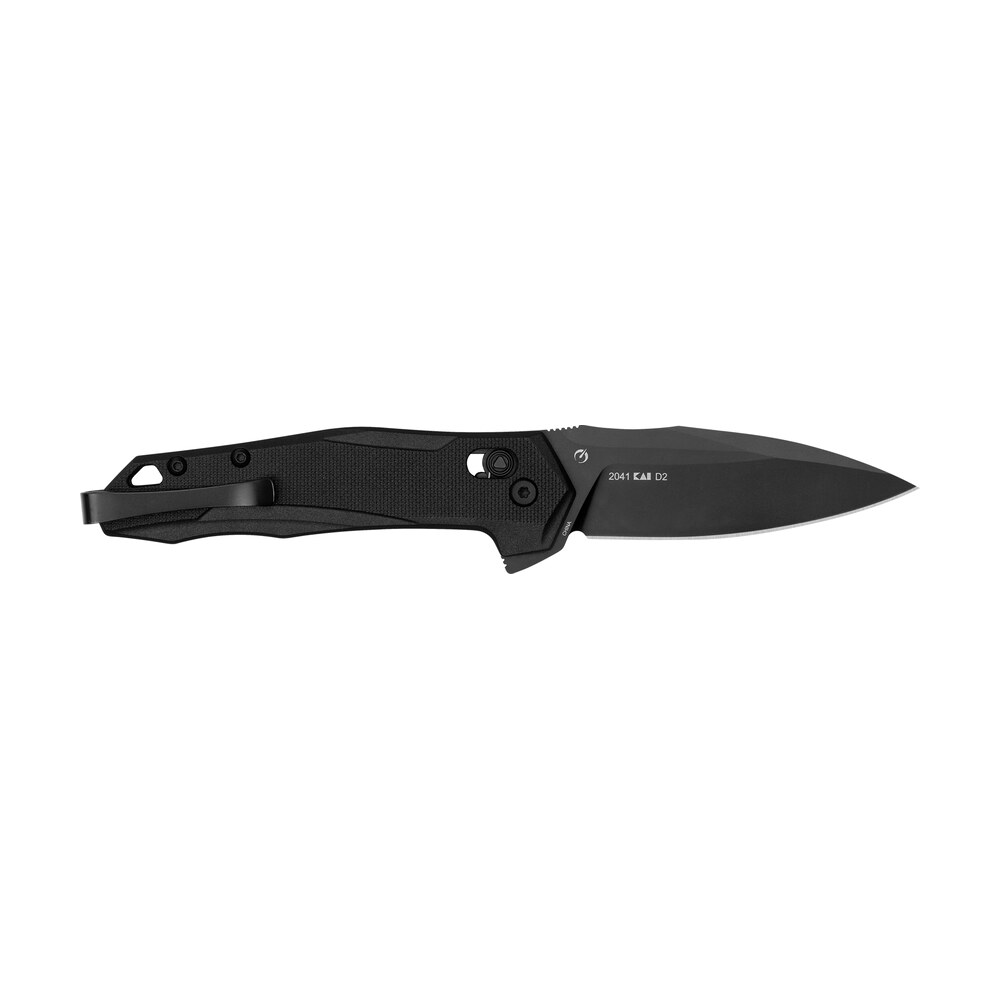 kershaw 2041 monitor mid size 3" folding spear point plain black oxide d2 steel blade, black textured glass filled nylon handle, includes pocket clip Kershaw 2041 Monitor Mid-Size 3" Folding Spear Point Plain Black Oxide D2 Steel Blade, Black Sports South item 152767