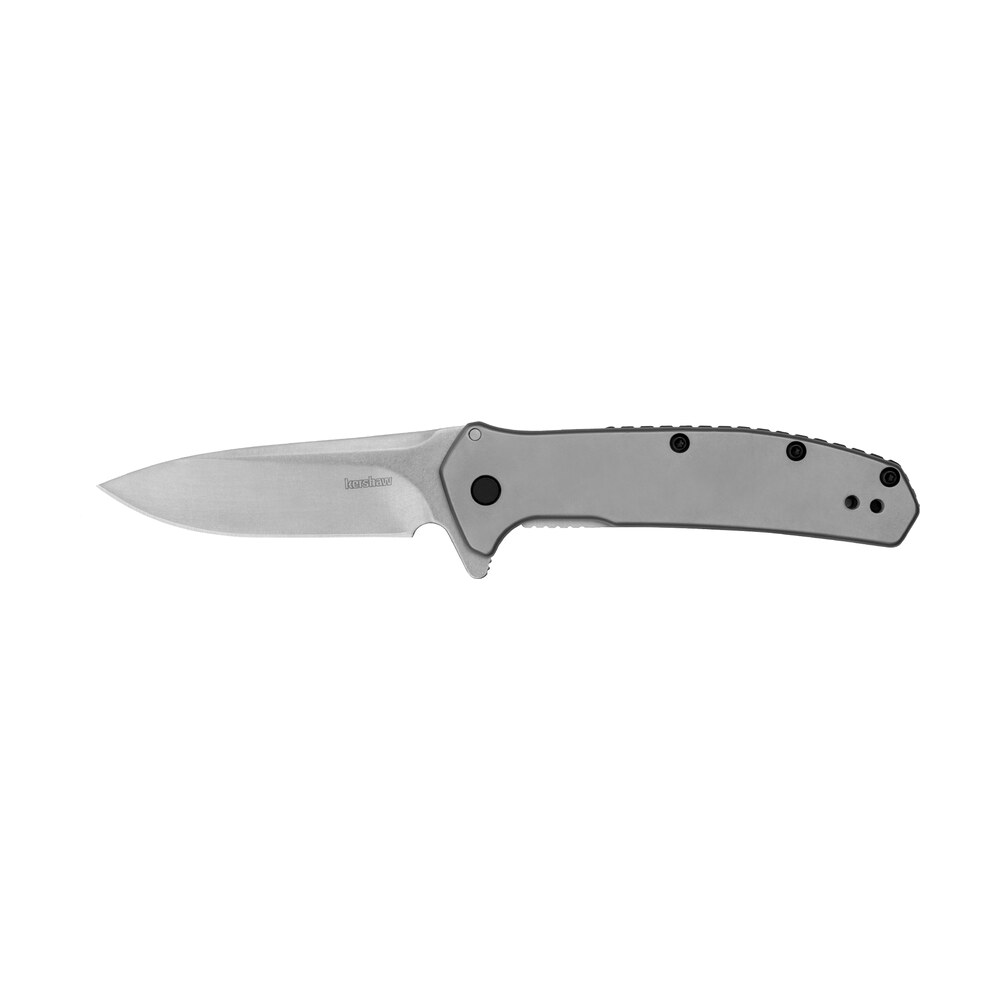 kershaw outcome 2.80" folding clip point plain stonewashed 8cr13mov ss blade/bead blasted stainless steel handle includes pocket clip Kershaw Outcome 2.80" Folding Clip Point Plain Stonewashed 8Cr13MoV SS Blade/Bead Blasted Sports South item 152769