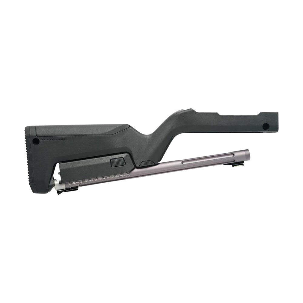 tactical solutions tdcgmgbblk x ring takedown barrel and stock combo 22 lr 16.50" gunmetal gray fluted & threaded with fiber optic sight, black magpul backpacker stock fits ruger 10/22 takedown Tactical Solutions TDCGMGBBLK X-Ring Takedown Barrel and Stock Combo 22 LR 16.50" Gunmetal Gray Sports South item 152780