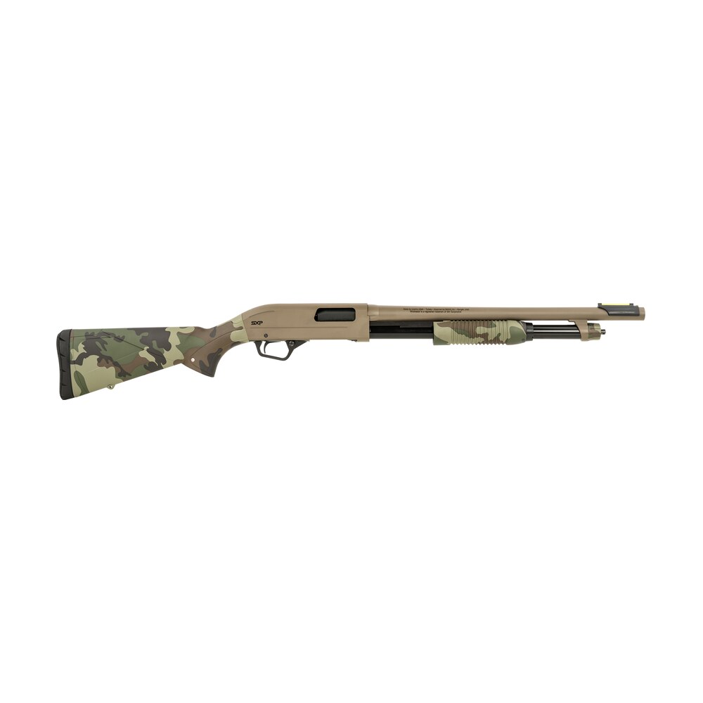 winchester repeating arms 512435395 sxp defender 12 gauge 3" 5+1 (2.75") 18" barrel, fde drilled & tapped rec, woodland camo textured stock, tactical ribbed forearm, inflex recoil pad Winchester Repeating Arms 512435395 SXP Defender 12 Gauge 3" 5+1 (2.75") 18" Sports South item 152815