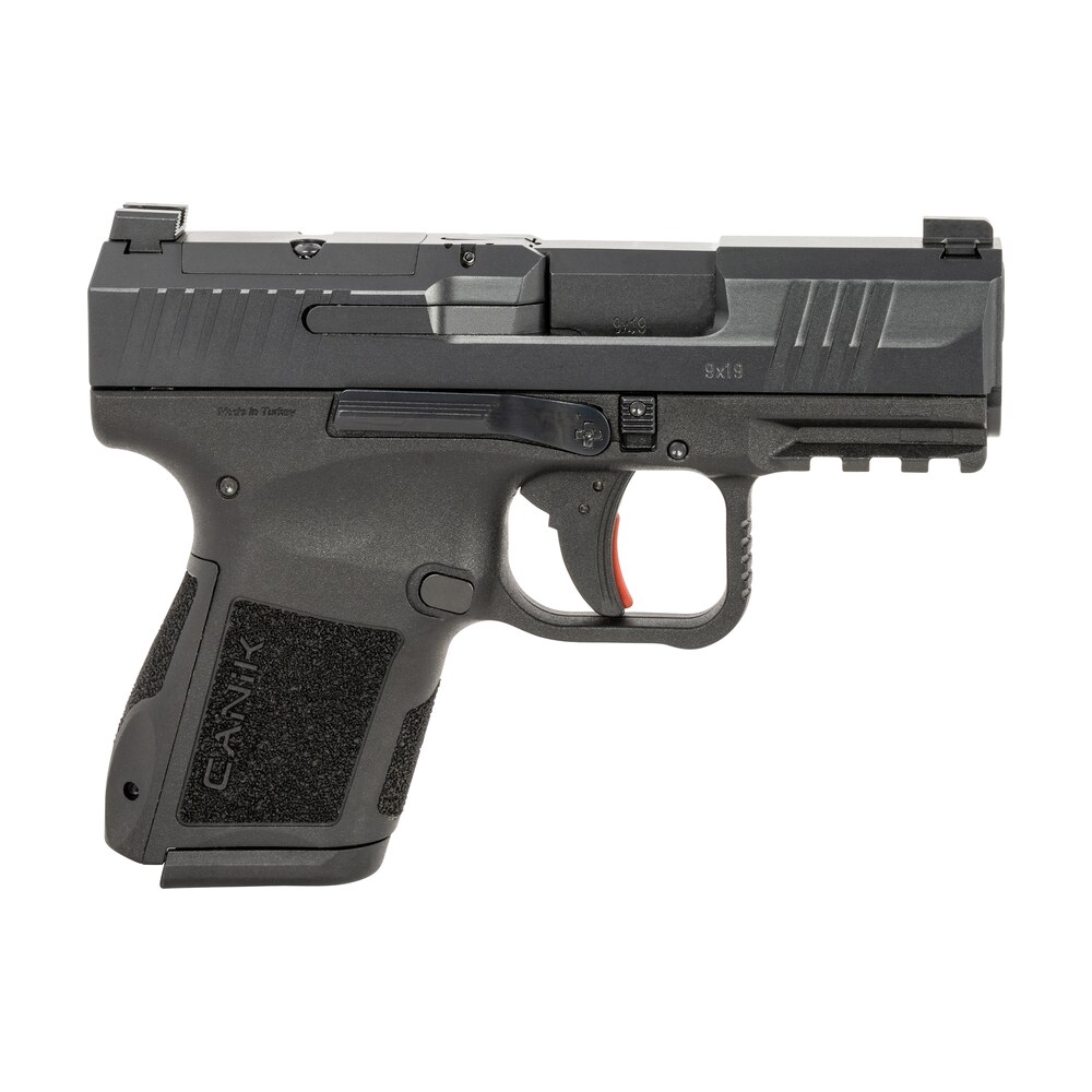 canik hg7620n mete mc9 9mm luger 12+1/15+1 3.18" black steel barrel, matte black tenifer cerakote optic ready/serrated slide, black polymer frame w/picatinny rail, black polymer grips Canik HG7620N Mete MC9 9mm Luger 12+1/15+1 3.18" Black Steel Sports South item 152962