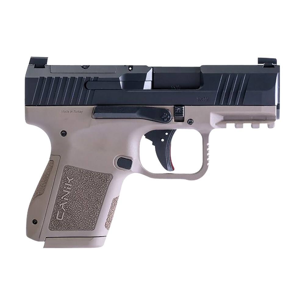 canik hg7620bdn mc9 9mm luger 12+1/15+1 3.18" black barrel, black optic ready/serrated slide, flat dark earth polymer frame w/picatinny rail, texture flat dark earth polymer grips Canik HG7620BDN MC9 9mm Luger 12+1/15+1 3.18" Black Sports South item 152963