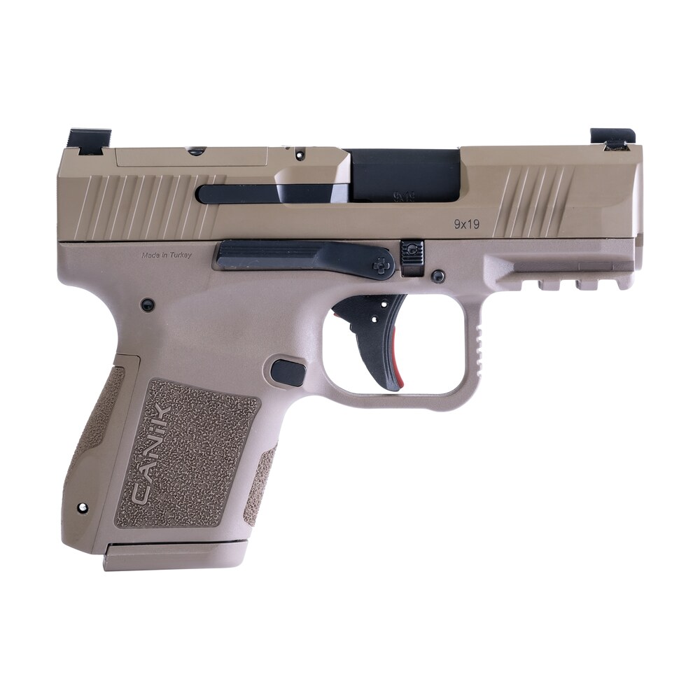 canik hg7620dn mete mc9 9mm luger 12+1/15+1 3.18" black steel barrel, flat dark earth cerakote optic ready/serrated slide, fde polymer frame w/picatinny rail, textured flat dark earth polymer grips Canik HG7620DN Mete MC9 9mm Luger 12+1/15+1 3.18" Black Steel Sports South item 152964