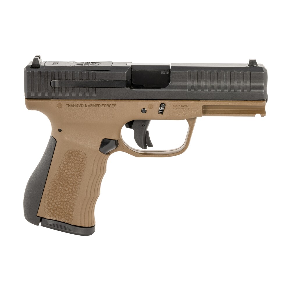 fmk fmkg49bb g3 9mm luger 14+1 4" stainless steel barrel, black optic cut/serrated carbon steel slide, burnt bronze polymer frame w/picatinny rail, black backstrap grip FMK FMKG49BB G3 9mm Luger 14+1 4" Stainless Steel Sports South item 153236