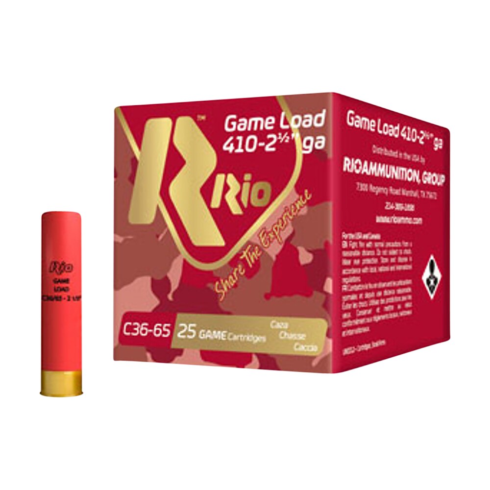 rio ammunition rc368 game load heavy field 410gauge 2.50" 1/2oz 8shot 25 per box/10 case Rio Ammunition RC368 Game Load Heavy Field 410Gauge 2.50" 1/2oz 8Shot 25 Per Box/10 Case Sports South item 153244