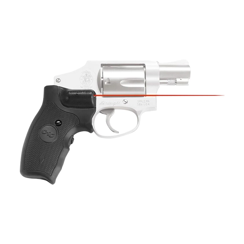 crimson trace 011150 lasergrips fits s&w j frame round butt, red laser 633nm wavelength 5mw output, black polymer extended Crimson Trace 011150 Lasergrips Sports South item 153383