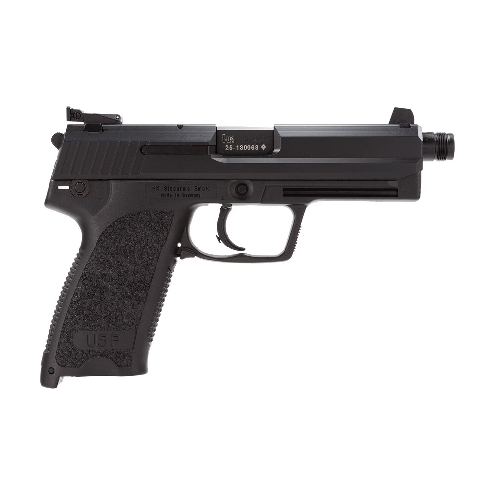 hk 81000350 usp tactical v1 sa/da 45 acp 5.09″ tb 12+1 (2) black polymer frame black steel slide black polymer grip manual, decocker HK 81000350 USP Tactical V1 SA/DA 45 ACP 5.09" TB 12+1 (2) Black Polymer Frame Black Steel Sports South item 15368