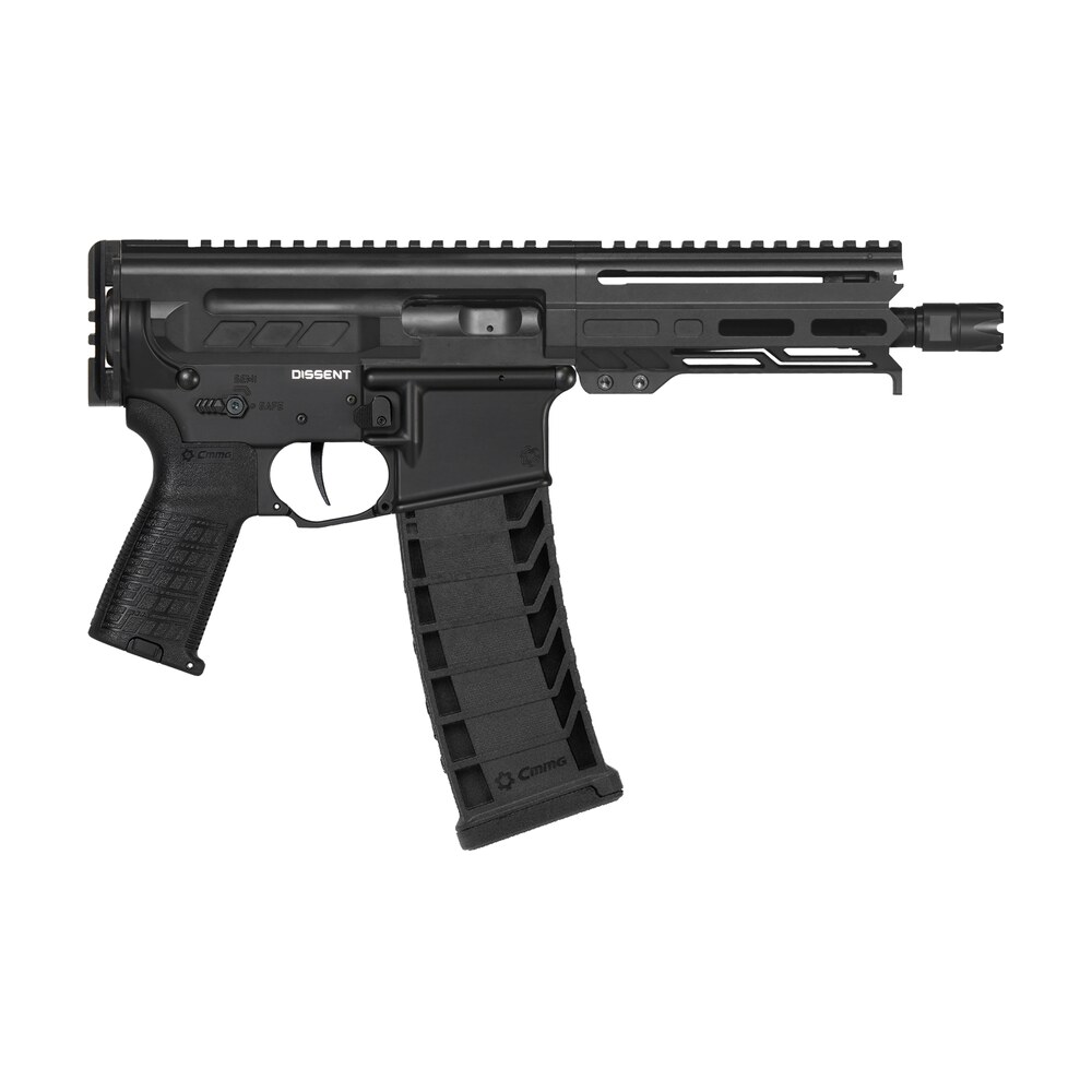 cmmg 94a6867ab dissent mk4 9mm luger 33+1 6.50", black, picatinny brace adapter, 5.50" m lok handguard, left side charging handle, zeroed linear comp, zeroed drop in single stage trigger CMMG 94A6867AB Dissent MK4 9mm Luger 33+1 6.50", Black, Picatinny Brace Adapter, 5.50" M-LOK Sports South item 153761