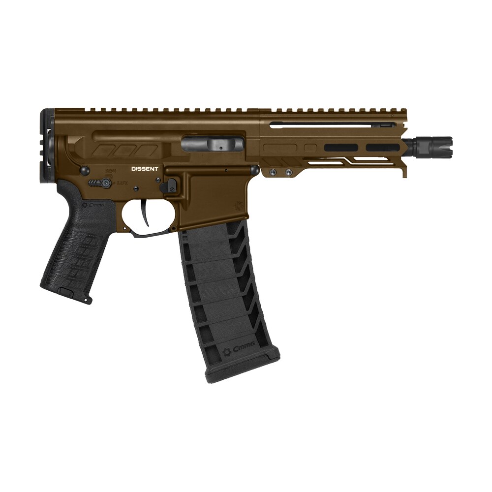 cmmg 94a6867mb dissent mk4 9mm luger 33+1 6.50", midnight bronze rec, picatinny brace adapter, 5.50" m lok handguard, left side charging handle, zeroed linear comp, zeroed drop in single stage trigger CMMG 94A6867MB Dissent MK4 9mm Luger 33+1 6.50", Midnight Bronze Rec, Picatinny Brace Adapter, Sports South item 153762