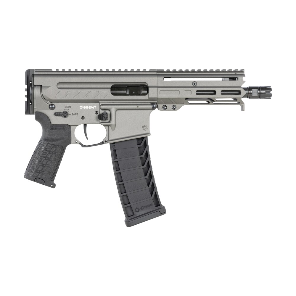 cmmg 94a6867tng dissent mk4 9mm luger 33+1 6.50", tungsten gray rec, picatinny brace adapter, 5.50" m lok handguard, left side charging handle, zeroed linear comp, zeroed drop in single stage trigger CMMG 94A6867TNG Dissent MK4 9mm Luger 33+1 6.50", Tungsten Gray Rec, Picatinny Brace Adapter, Sports South item 153763