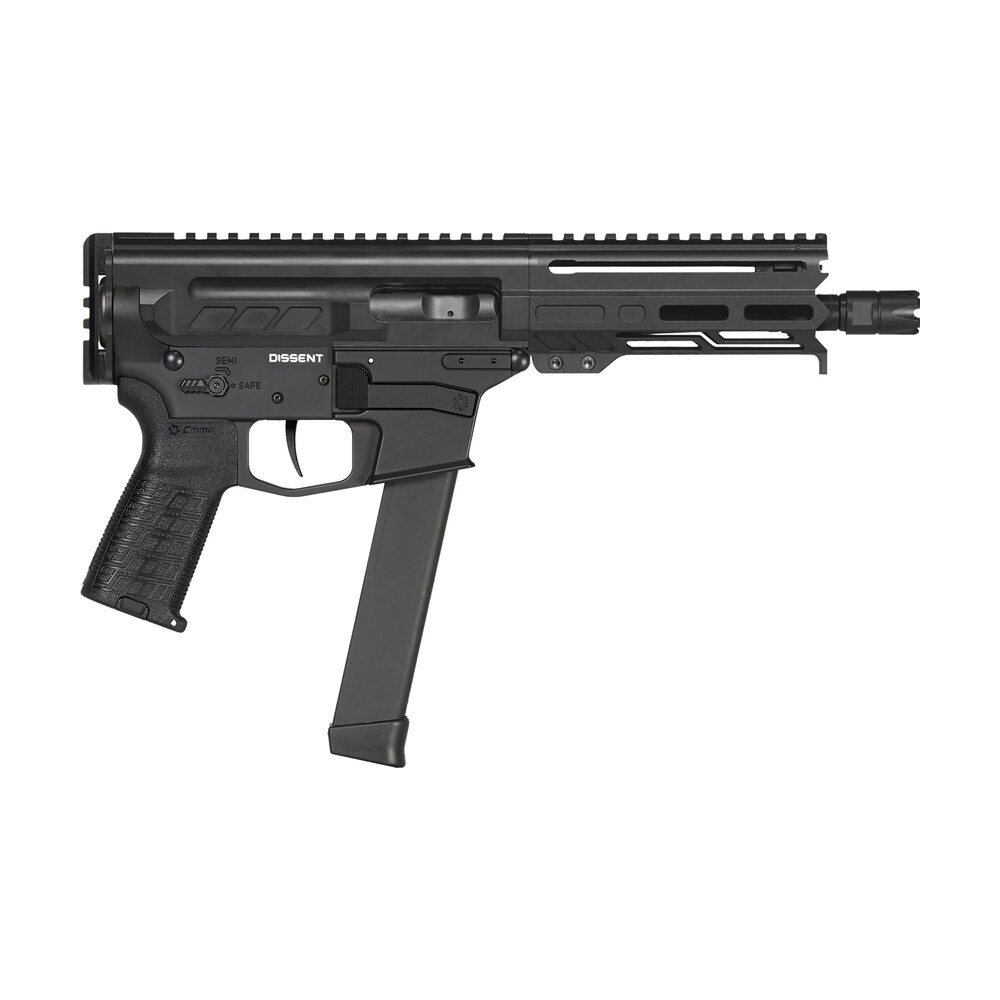 cmmg 99a68a2ab dissent mkgs 9mm luger 33+1 6.50", black, picatinny brace adapter, 5.50" m lok handguard, left side charging handle, zeroed linear comp, triggertech trigger (glock mag compatible) CMMG 99A68A2AB Dissent MKGS 9mm Luger 33+1 6.50", Black, Picatinny Brace Adapter, 5.50" M-LOK Sports South item 153767