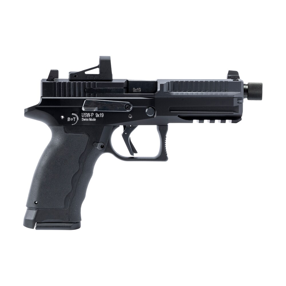 b&t firearms bt490002 usw p 9mm luger 17+1/19+1 4.30" threaded, black, picatinny rail frame, optic cut slide, rubber grip B&T Firearms BT490002 USW-P 9mm Luger 17+1/19+1 4.30" Threaded, Black, Picatinny Rail Sports South item 153828
