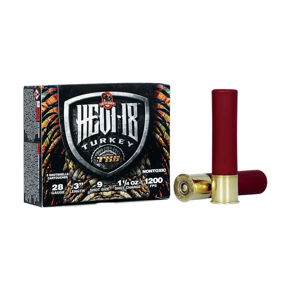 hevi shot hs7289 hevi 18 tss turkey 28gauge 3" 1 1/4oz tungsten 9shot 5 per box/10 case HEVI-Shot HS7289 HEVI-18 TSS Turkey 28Gauge 3" 1 1/4oz Tungsten 9Shot 5 Per Box/10 Case Sports South item 154793