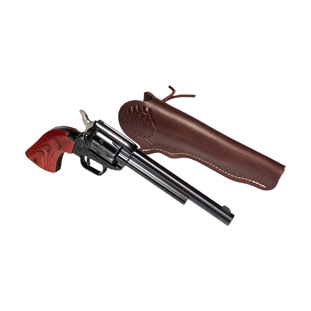 heritage mfg rr22b6lhol rough rider 22 lr 6 shot 6.50" black oxide barrel, frame & cylinder, cocobolo grips features hunter debossed leather holster Heritage Mfg RR22B6LHOL Rough Rider 22 LR 6 Shot 6.50" Black Oxide Sports South item 154826