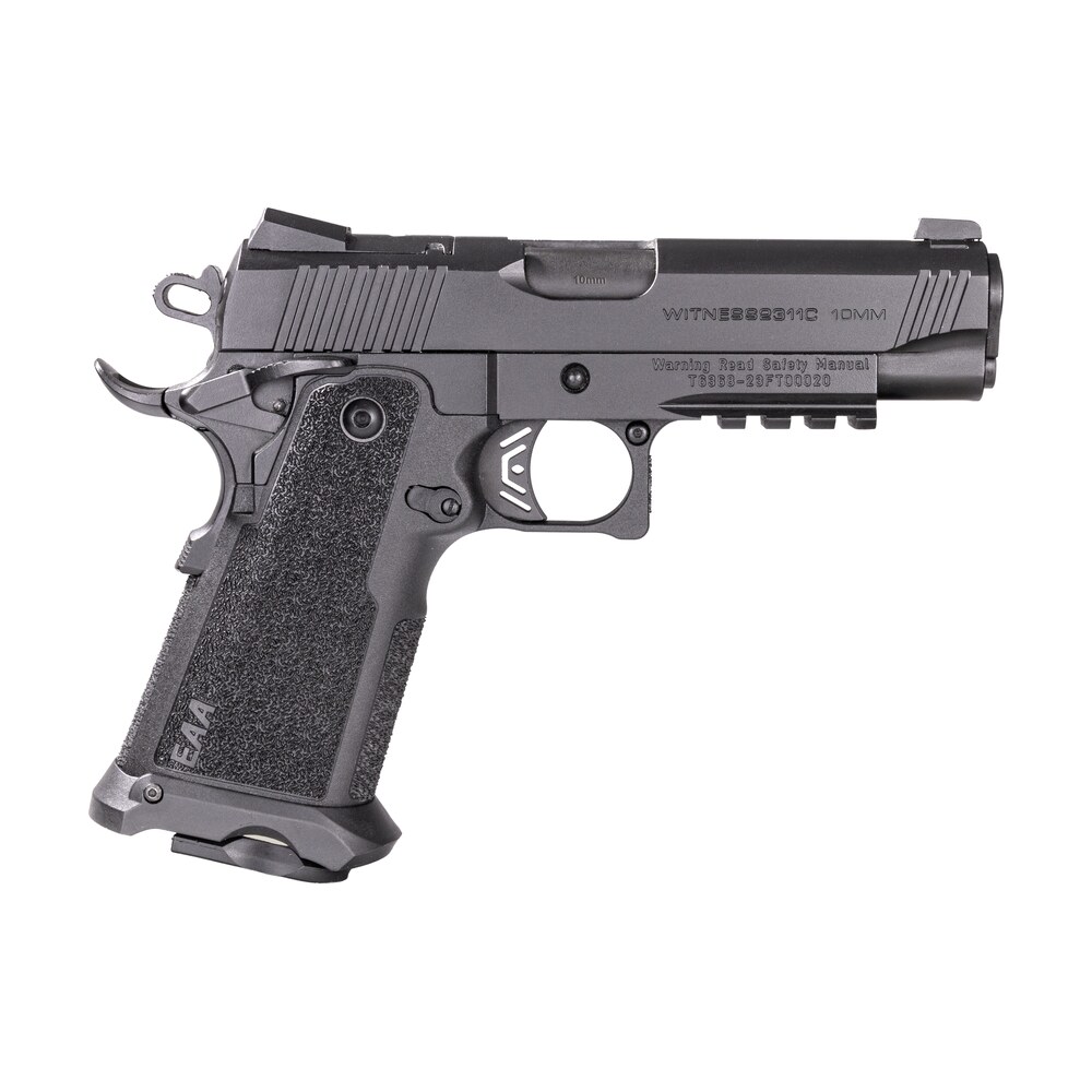girsan 395010 witness2311 10mm auto 15+1 4.25" black steel barrel, black optic/ready serrated black polymer frame w/beavertail & picatinny rail, black checkered polymer grip, ambidextrous Girsan 395010 Witness2311 10mm Auto 15+1 4.25" Black Steel Sports South item 155019