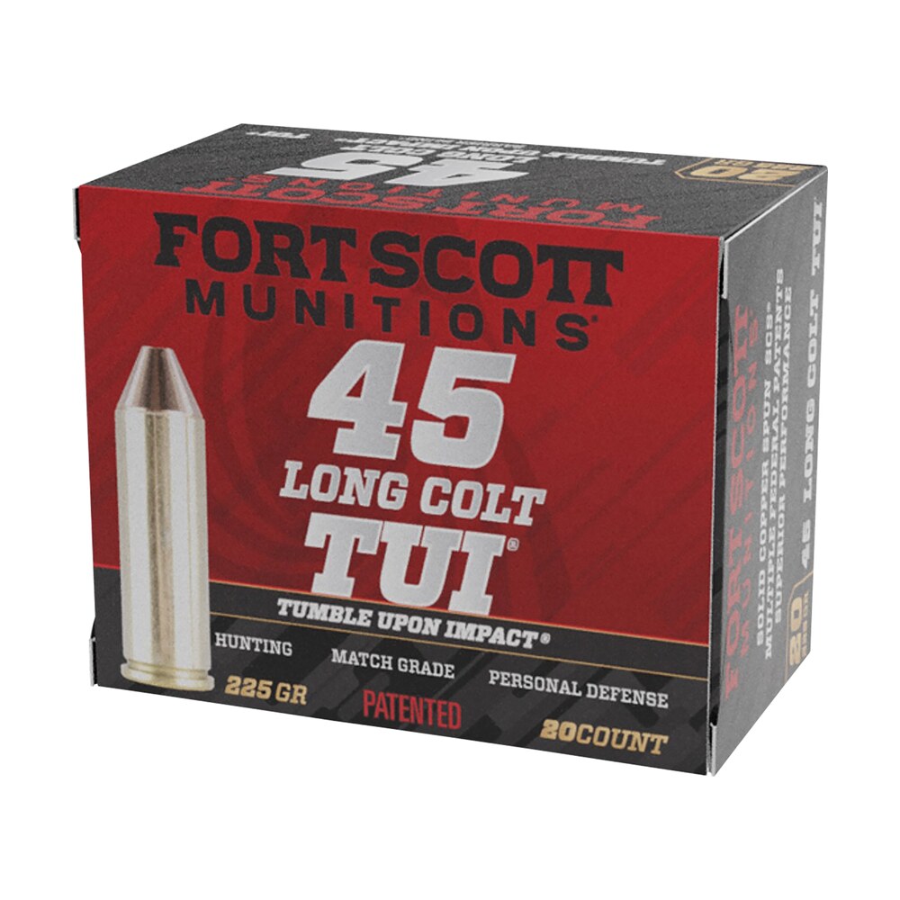 fort scott munitions 45lc225scv tumble upon impact (tui) 45longcolt 225gr solid copper spun 20 per box/25 case Fort Scott Munitions 45LC225SCV Tumble Upon Impact (TUI) 45LongColt 225gr Solid Copper Spun 20 Sports South item 155066