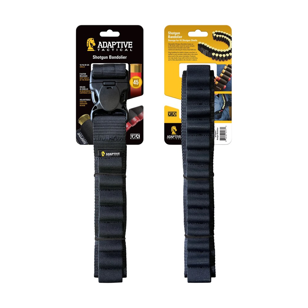 adaptive tactical at06401 shotgun bandolier 45rd black nylon reinforced, non slip elastic loops fully adj. fit ADAPTIVE TACTICAL AT06401 Shotgun Bandolier 45rd Black Nylon Reinforced, Non-Slip Elastic Loops Sports South item 155179