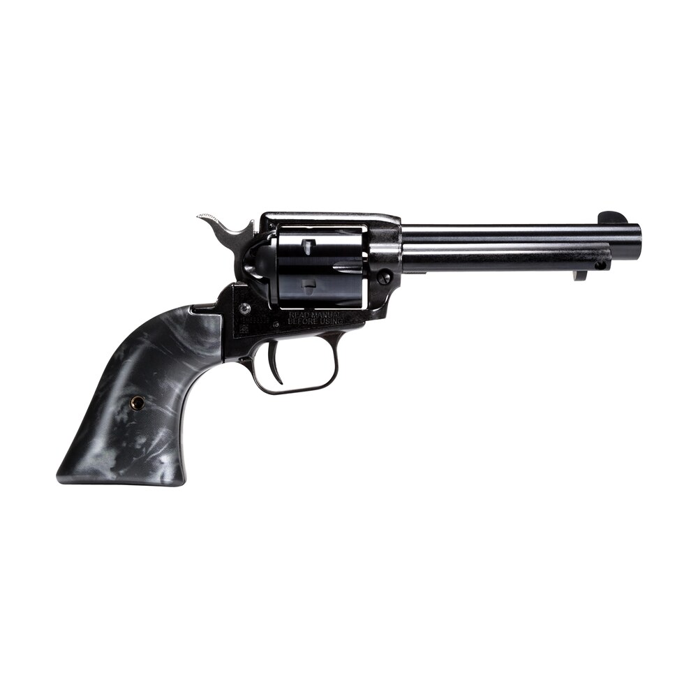 heritage mfg rr22b4bp rough rider 22 lr 6 shot, 4.75" black oxide steel barrel, black oxide zinc alloy frame, black oxide cylinder, black pearl grip, manual safety, exposed hammer Heritage Mfg RR22B4BP Rough Rider 22 LR 6 Shot, 4.75" Black Oxide Steel Sports South item 155200