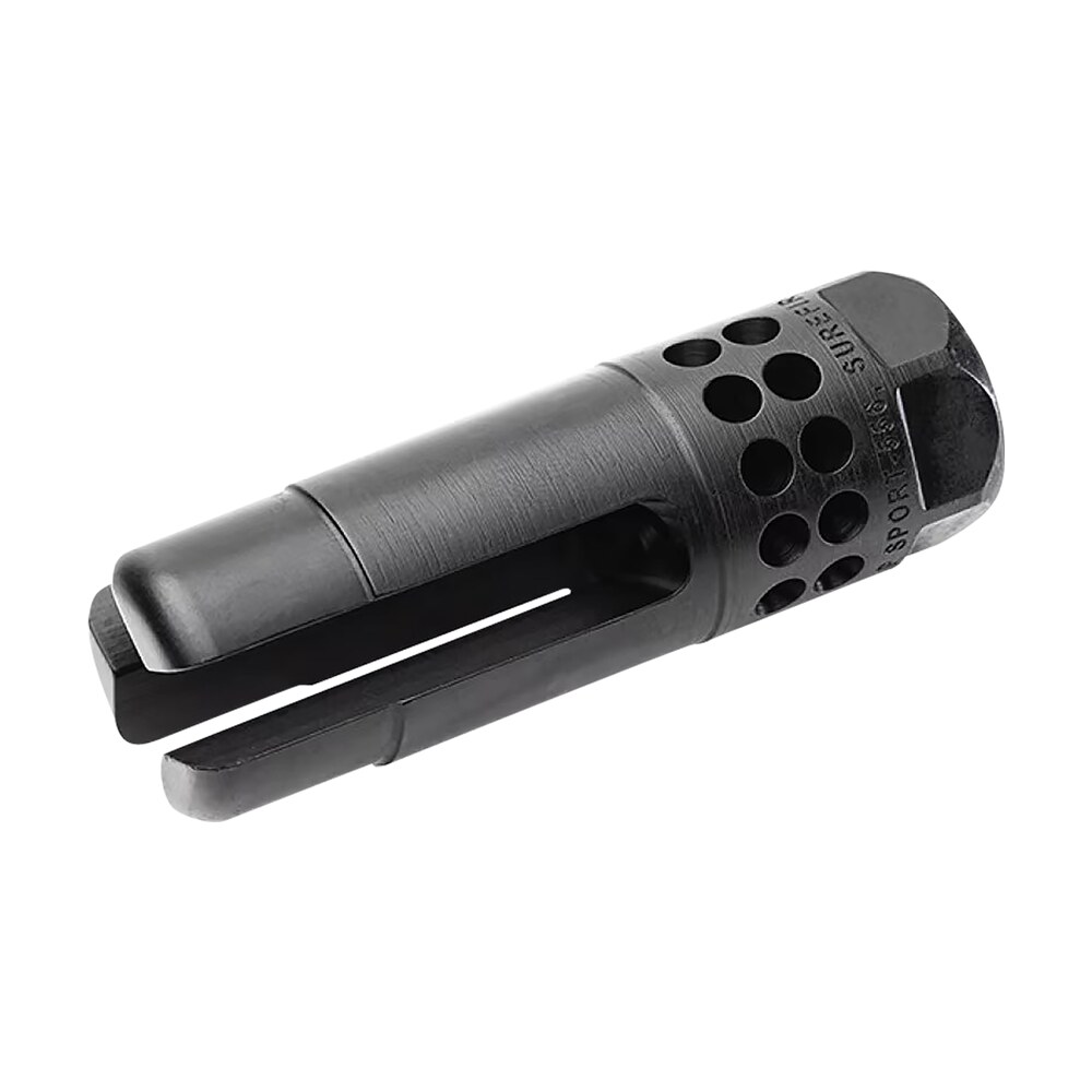 surefire warcompsport7625824 warcomp sport flash hider 30 cal (7.62mm nato) 5/8" 24 tpi, open tine 3 prong, ported black stainless steel for ar/m4 platform SureFire WARCOMPSPORT7625824 Warcomp Sport Flash Hider 30 Cal (7.62mm NATO) 5/8"-24 tpi, Open Sports South item 155246